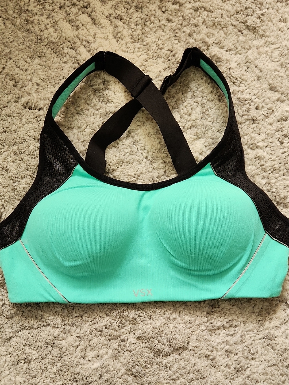 VSX Teal and Black Crossback Sports Bra